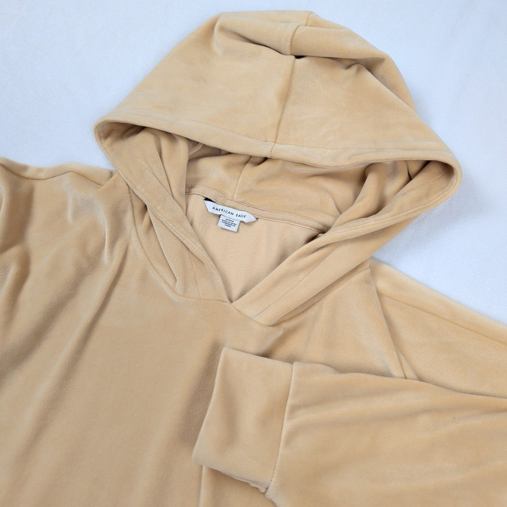 American‎ Eagle Women Velour Hoodie Baggy Slouchy Sleeve Pullover Size Medium